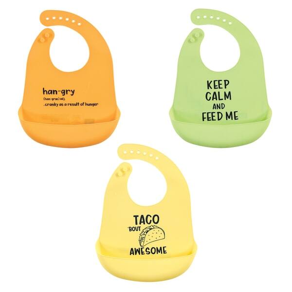 slide 1 of 1, Hudson Baby Unisex Baby Silicone Bibs, Yellow Hangry, One Size - Yellow Hangry - One Size One Size - Yellow Hangry