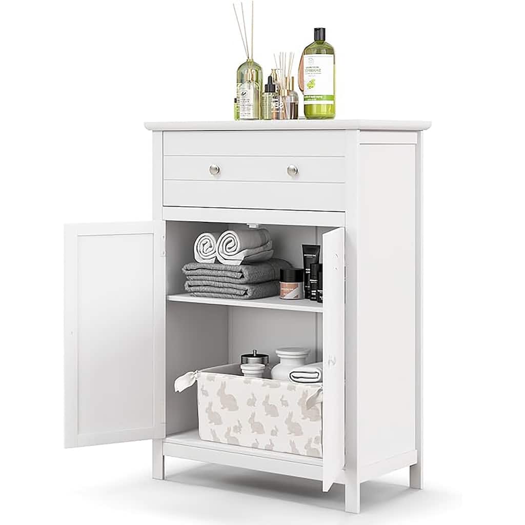 Gymax Bathroom Storage Cabinet Free Standing Large Drawer W/Adjustable