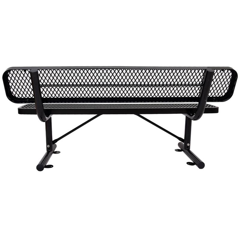 Outdoor Steel Bench With Backrest - Black