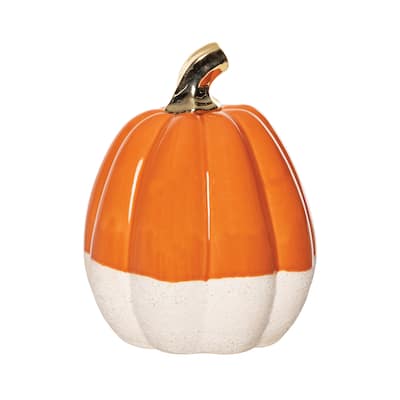 Orange/White Narrow Pumpkin Figurine