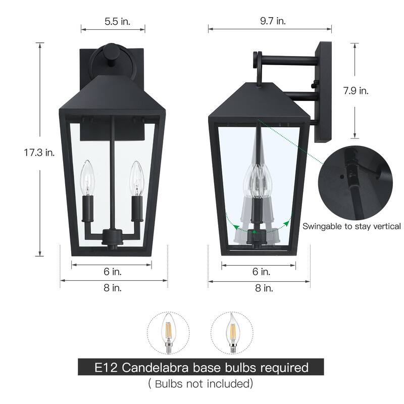 2-Light Outdoor Wall Lantern Sconce