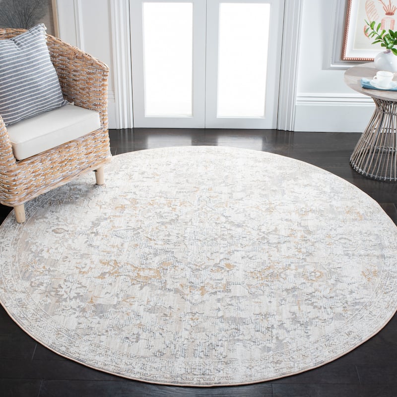 Martha Stewart by SAFAVIEH Roos Modern Rug - 6'7" Round - Ivory/Beige