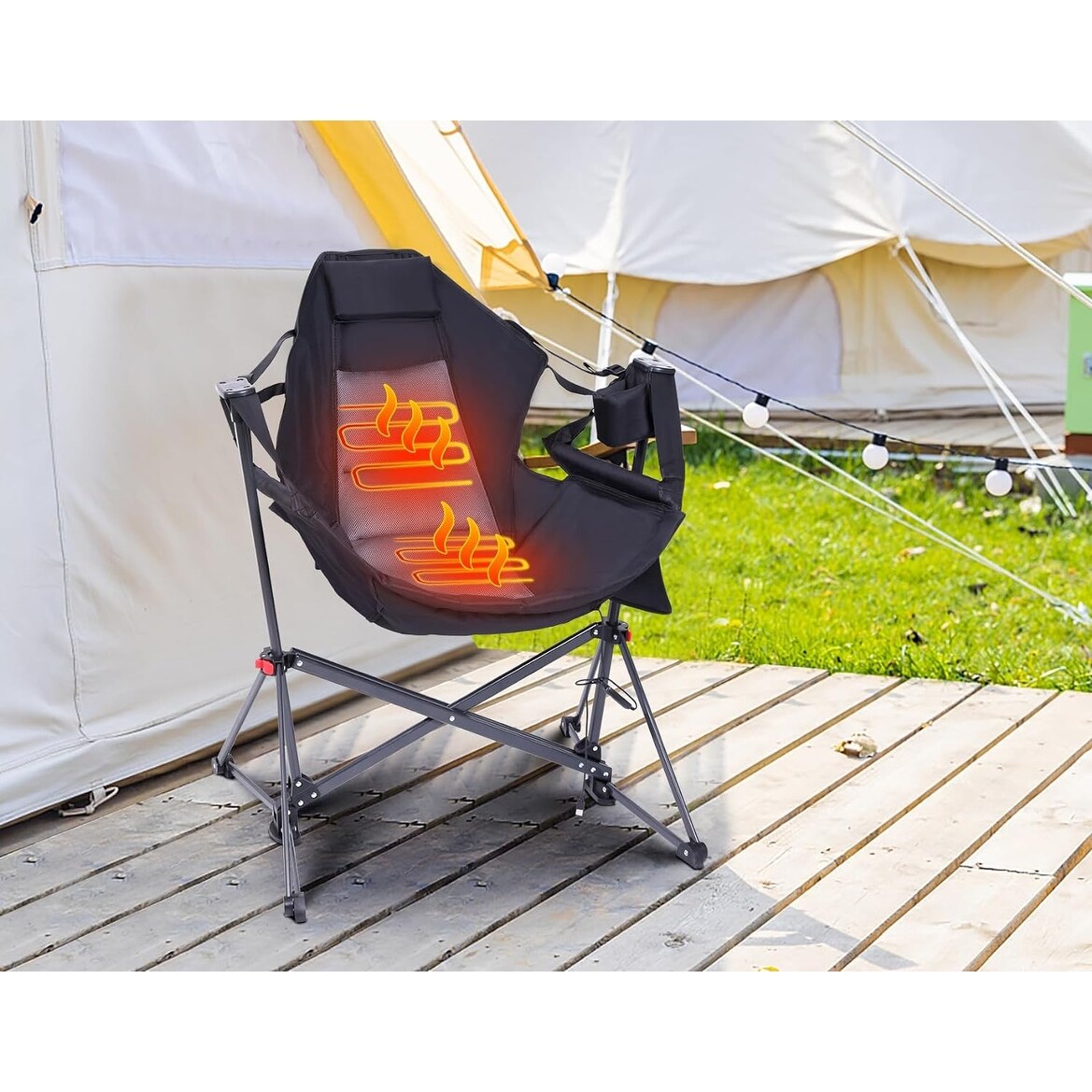 Hammock Camping Chair Heated Chair Camping Hammock Swing Chair Adjustable Back Portable with Cup Holder Pillow On Sale Bed Bath Beyond 39902658