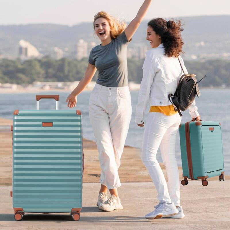 Luggage Sets 5 Piece with Front Opening, Hardside Expandable Carry on Suitcase, with Spinner Wheels, TSA Lock, USB Port