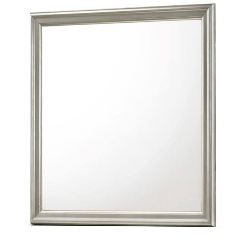 Rectangular Molded Wooden Frame Dresser Top Mirror, Antique Silver
