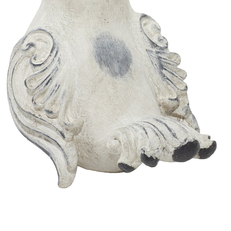 Polystone Bird Indoor Outdoor Garden Sculpture - Set of 2 White - Roche River Decor