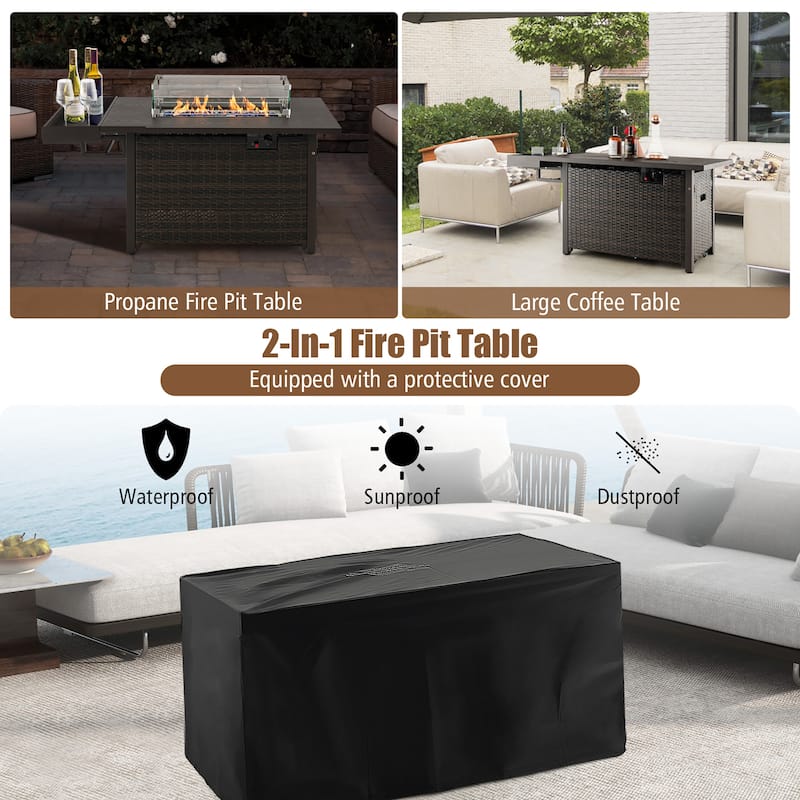 Gymax Propane Gas Fire Pit Table 52 Inch Propane Fire Pit w/ Wind