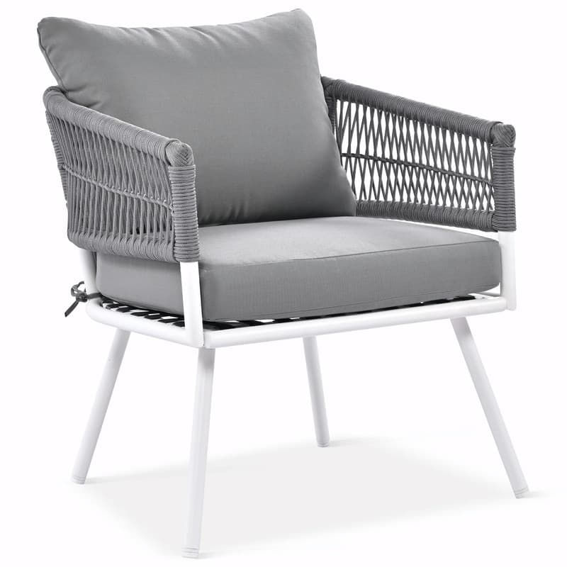 4-Piece Boho Rope Patio Furniture: Outdoor Seating with Acacia Wood Table, Thick Cushions
