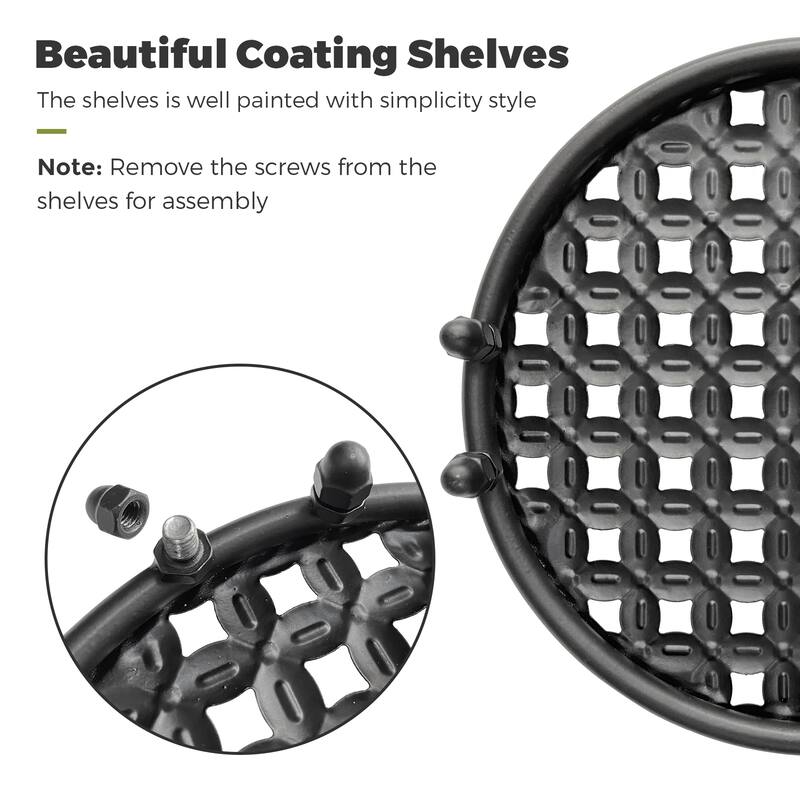 Sef of 2 Tier Metal Plant Pot Stand Garden Flower Display Shelf