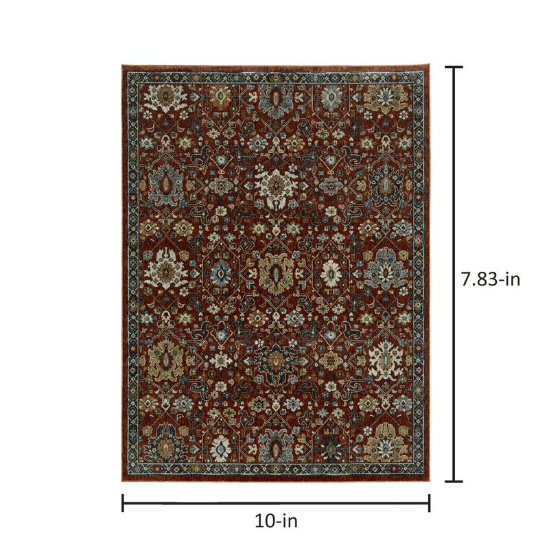 Tessa Updated Classic Rust Red/Blue Area Rug