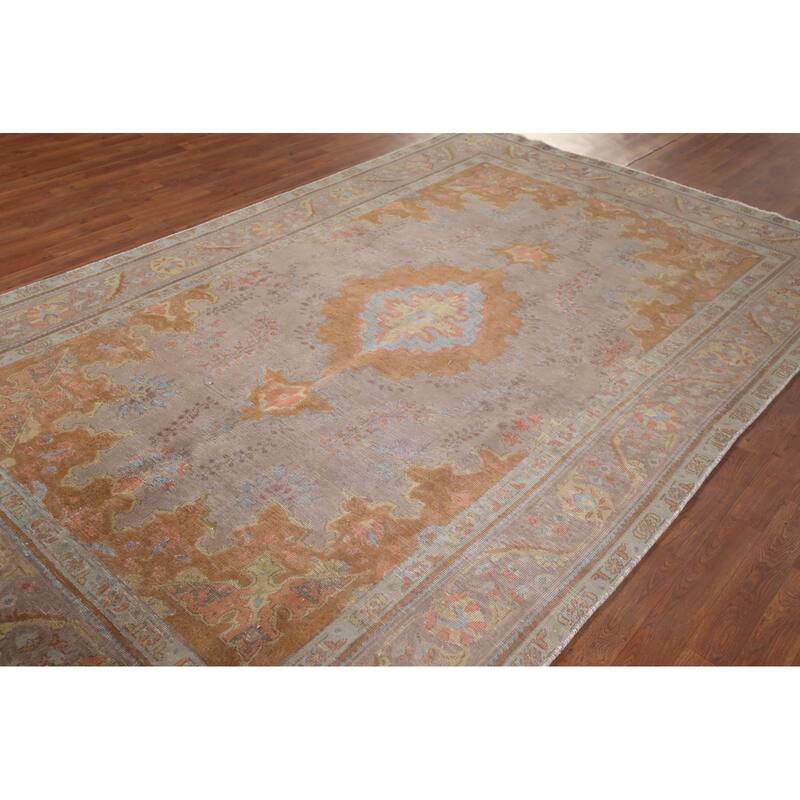 Brown & Orange Tabriz Persian Antique Rug Hand-Knotted Wool Carpet - 6'4"x 10'4"
