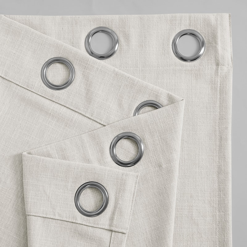 Exclusive Fabrics Basic Faux Linen Curtain Pair - 2 Panels - Light Filtering Grommet Curtains
