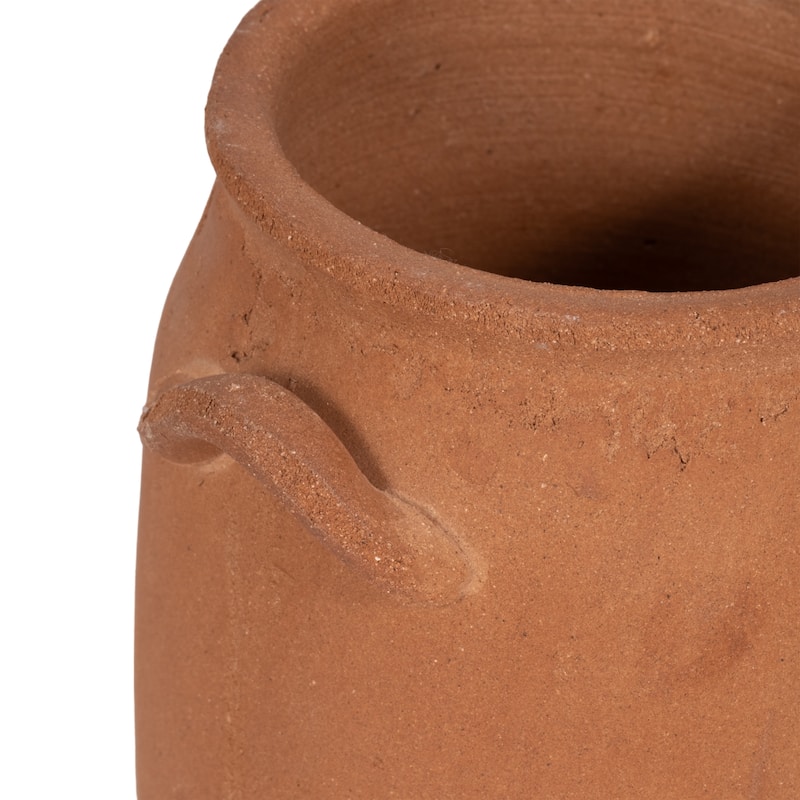 Ceramic Table Vase Rustic Handles Textured Artisan Decorative Accent