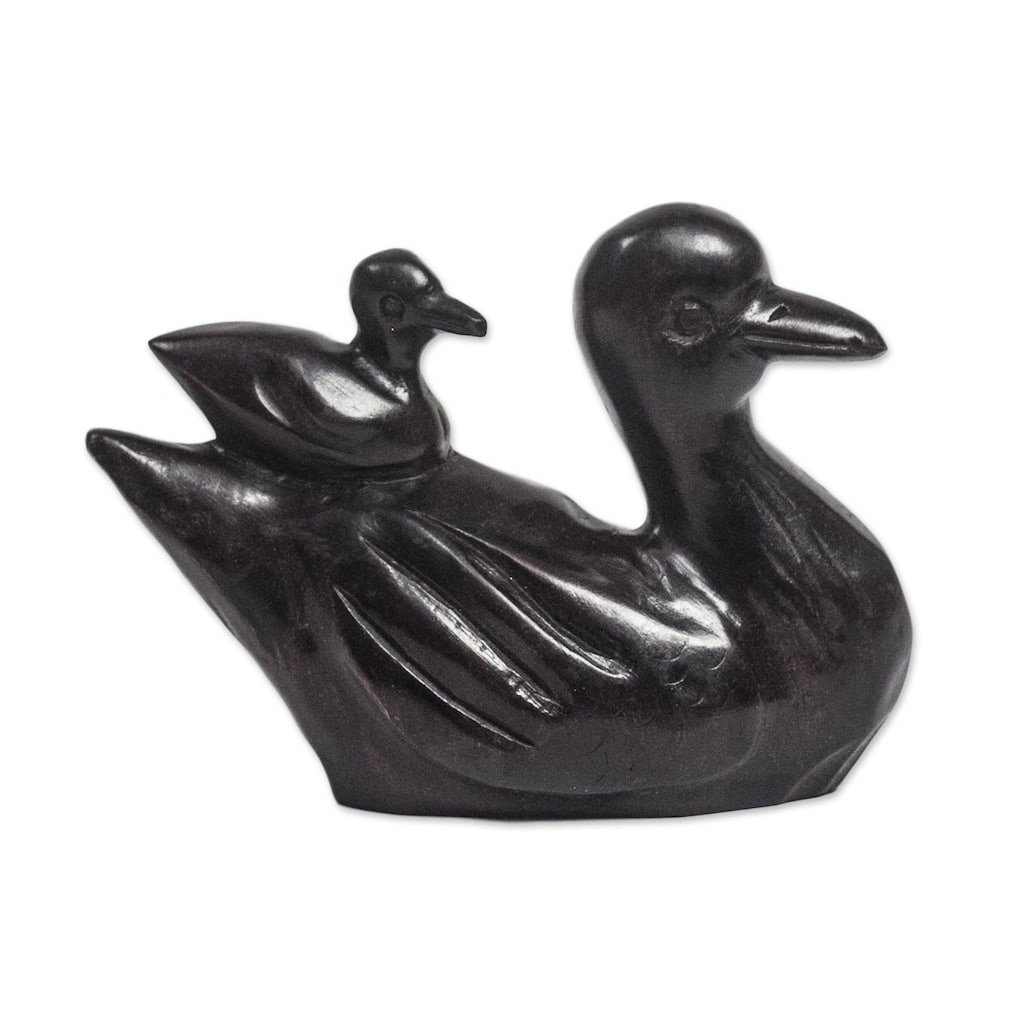 Novica Handmade Duck Mother Wood Sculpture