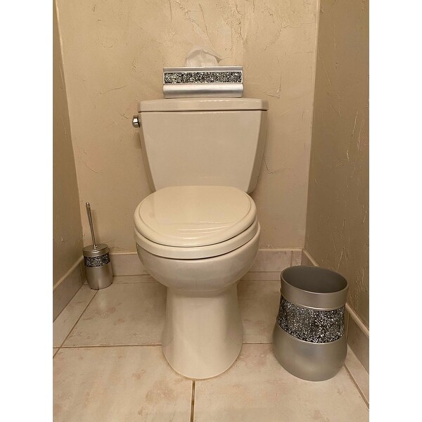 Brushed Nickle Bathroom Trash Can Wastebasket - Overstock ...