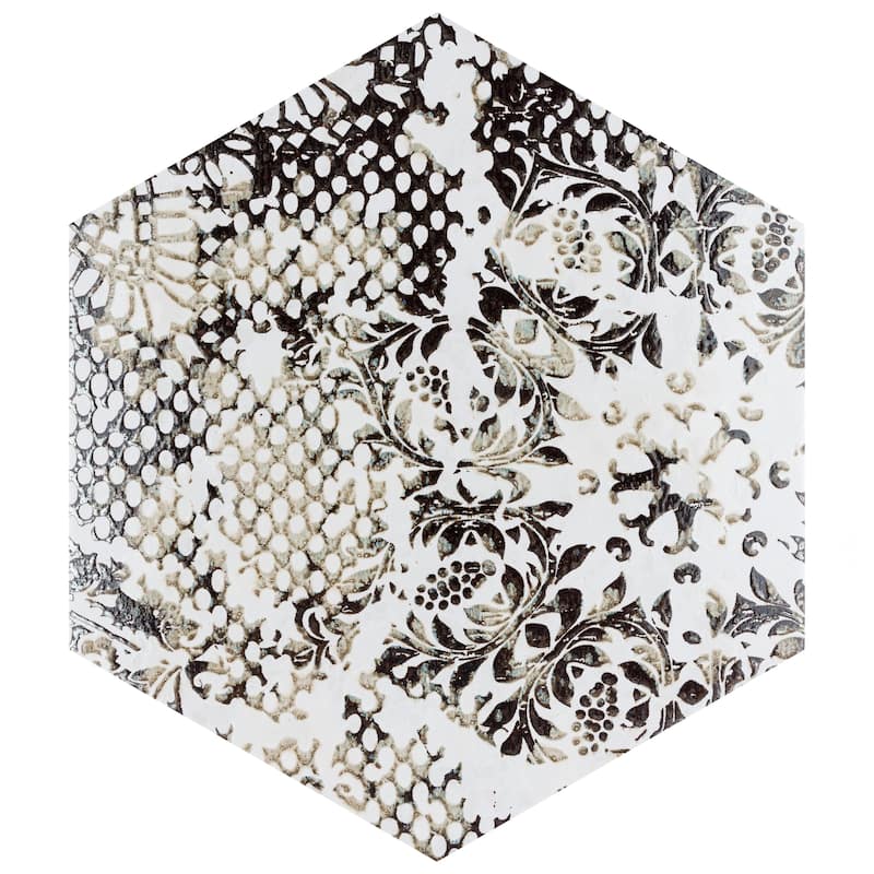 Merola Tile Inedita Hex White 9-7/8" x 11-1/4" Porcelain Floor and Wall Tile