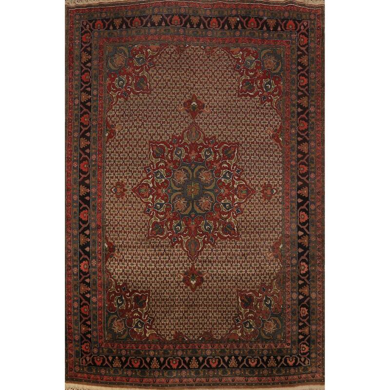 Medallion Serab Persian Vintage Area Rug Handmade Wool Carpet - 6'7" x 9'8"