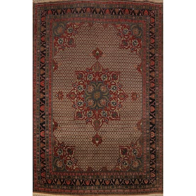 Medallion Serab Persian Vintage Area Rug Handmade Wool Carpet - 6'7" x 9'8"