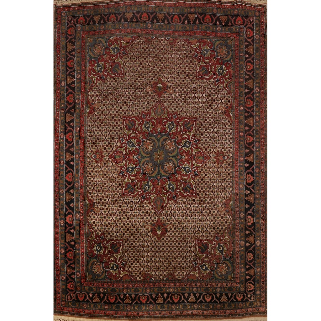 Medallion Serab Persian Vintage Area Rug Handmade Wool Carpet - 6'7" x 9'8"