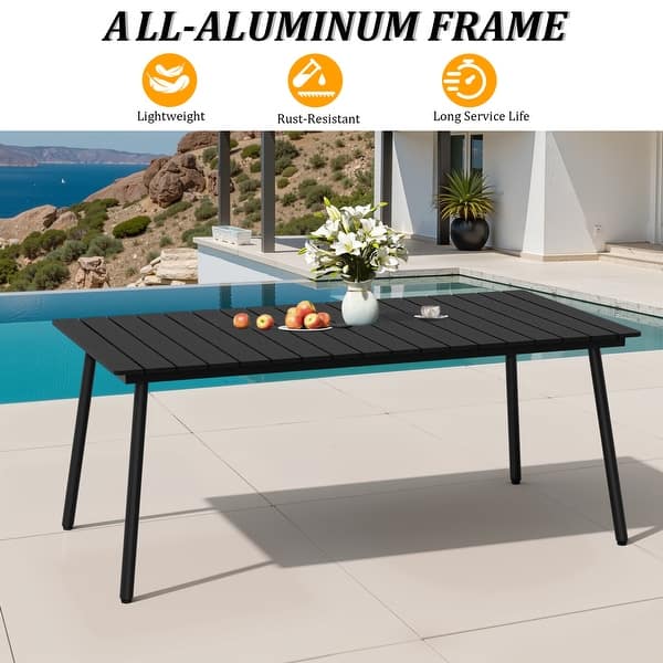 folding metal patio table with umbrella Emma + Oliver Commercial Grade 35.25