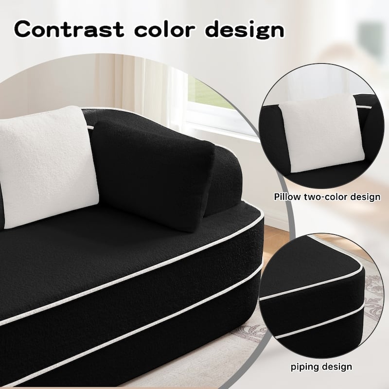 77.2" Symmetrical Fluffy Comfy Modular Sectional Sleeper Sofa with Double Chaises