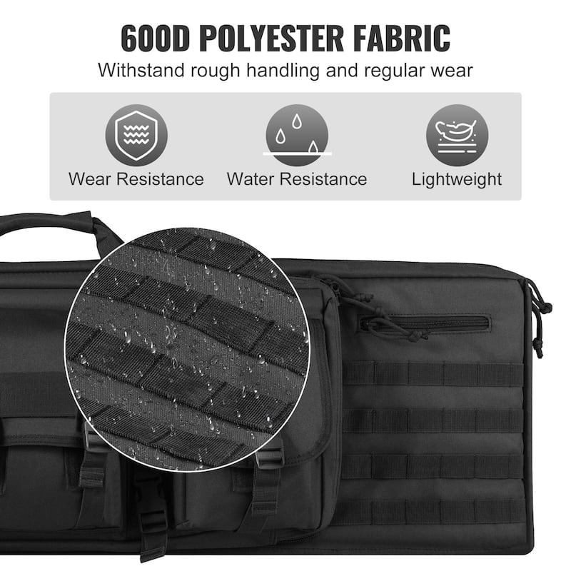 Rifle Bag, Tactical Double Long Gun Bag, Soft Rifle Case with Lockable Zipper, Portable Handle & Shoulder Strap