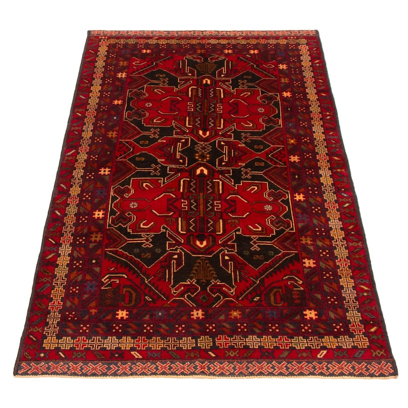Teimani Red Rug 3'4" x 6'8" - 3'4 x 6'8