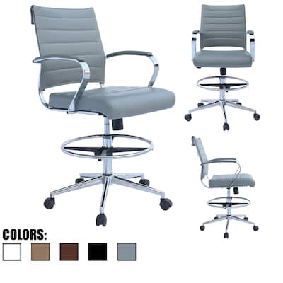Office Chair With Arms Stools For Counter Height Bar Office Wheels PU Leather Rest Tilt Swivel Work Office Standing Desk