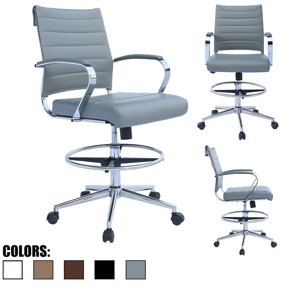 Office Chair With Arms Stools For Counter Height Bar Office Wheels PU Leather Rest Tilt Swivel Work Office Standing Desk