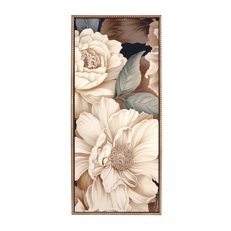 Sylvie Beaded Retro Glam Floral Framed Canvas by Creative Bunch Studio