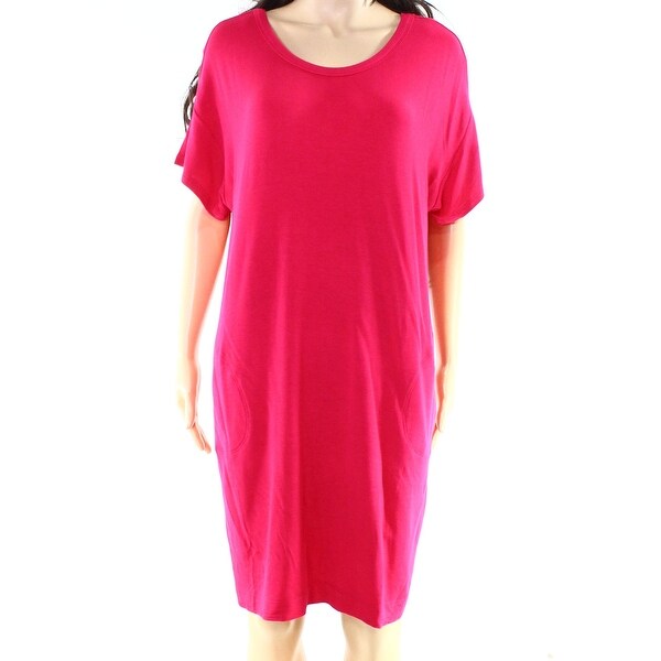 bright pink shift dress