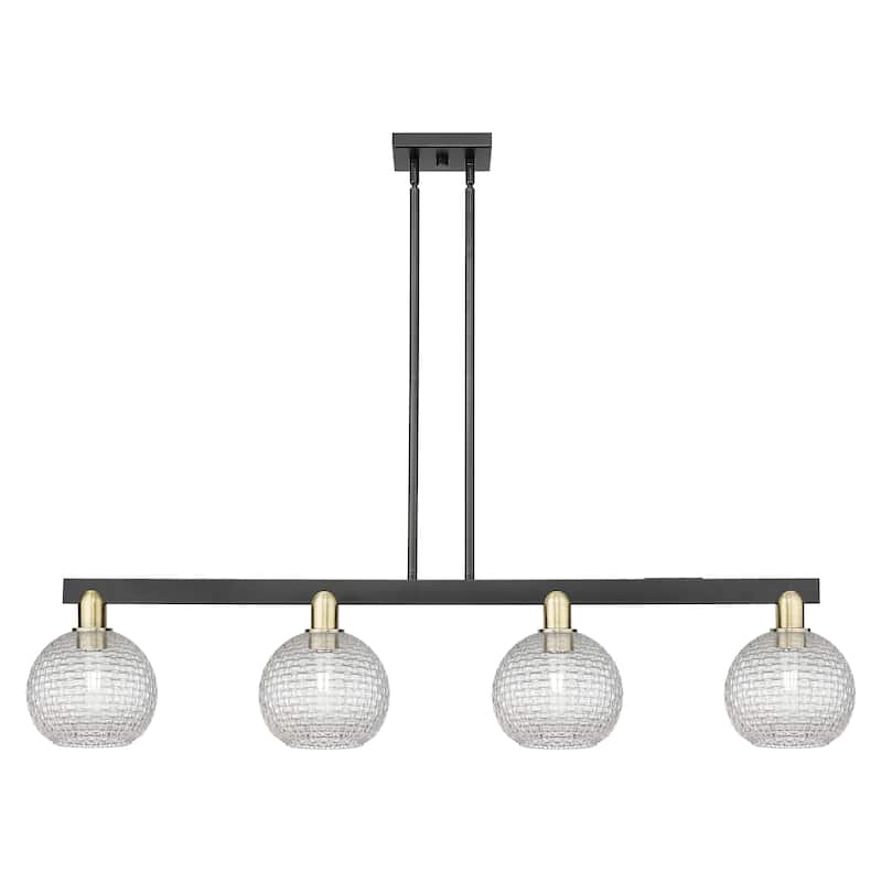 Innovations Lighting Endless Possibilities Arcadia - Athens - 4 Light 51" Basketweave Stem Hung Island Light - Black Antique Brass