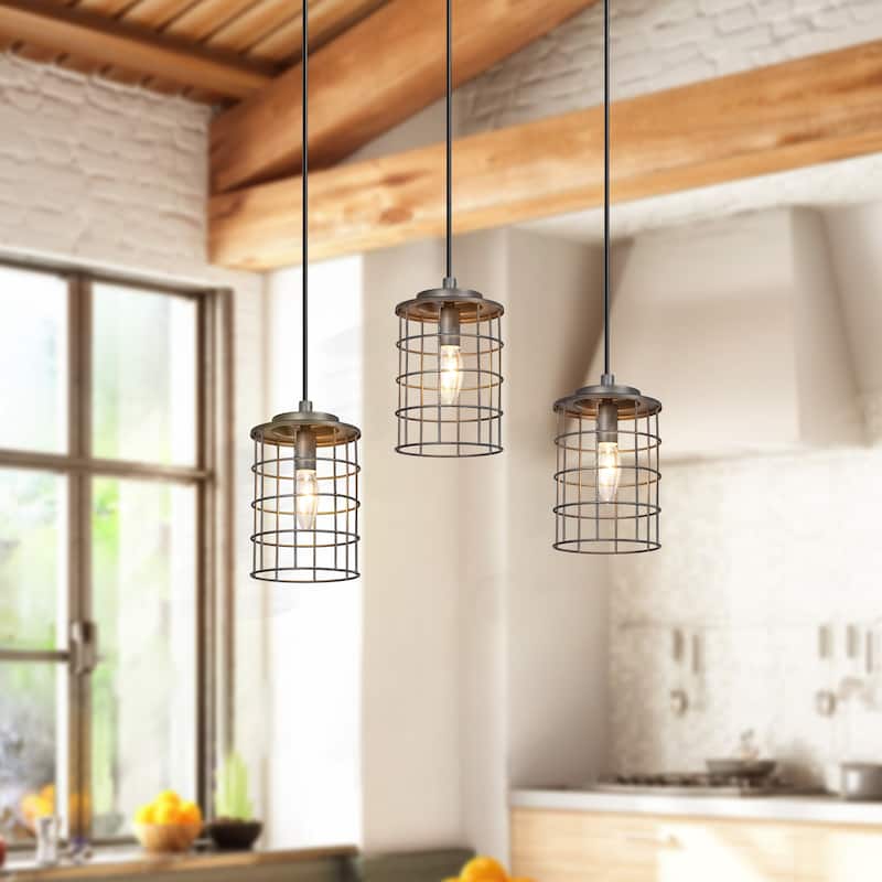 Modern Industrial 1-Light Metal Cage Pendant Light for Kitchen Island Dining Room