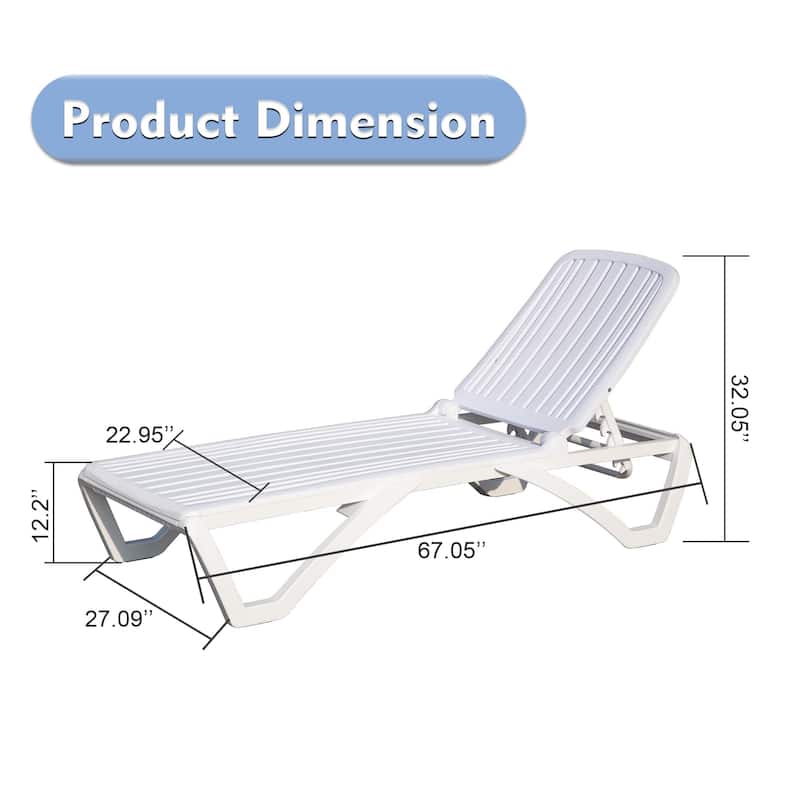 1Pc Outdoor Chaise Lounge Pool Lounge Chair, White