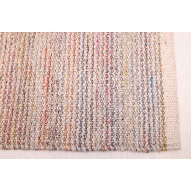 ECARPETGALLERY Flat-Weave Nevada Light Grey Wool Kilim - 5'4 x 7'9