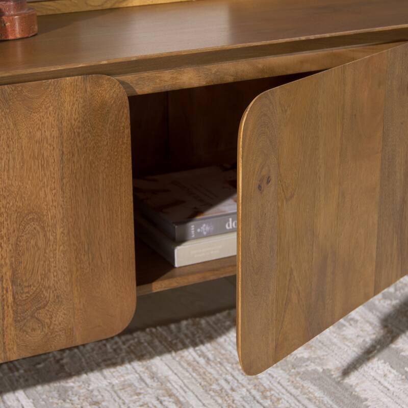SAFAVIEH Couture Grigorio Solid Wood 3-Door Sideboard, Fully Assembled - 59"W x 16"D x 20"H