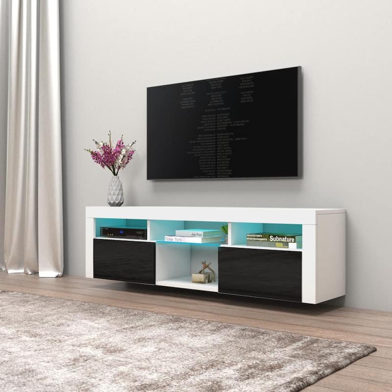 Bari 160 Wall Mounted Floating 63" TV Stand with 16 Color LEDs