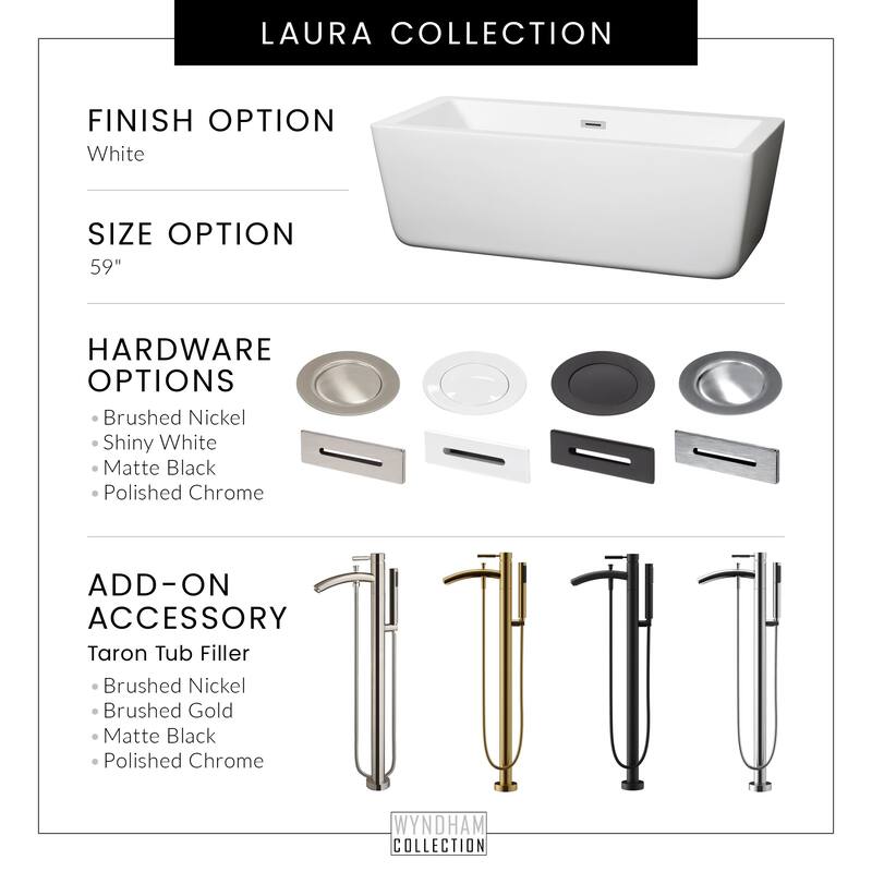 Wyndham Collection Laura 59" Free Standing Acrylic Soaking Tub with