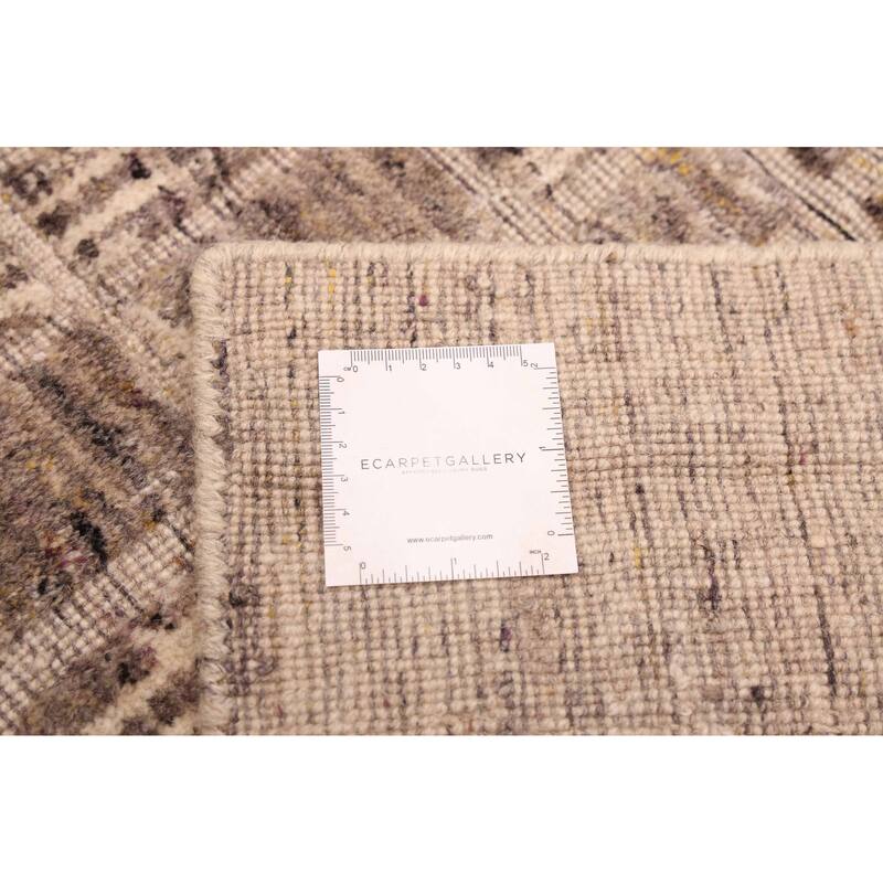 ECARPETGALLERY Hand Loomed Elysian Taupe Wool Rug - 8'0 x 10'0