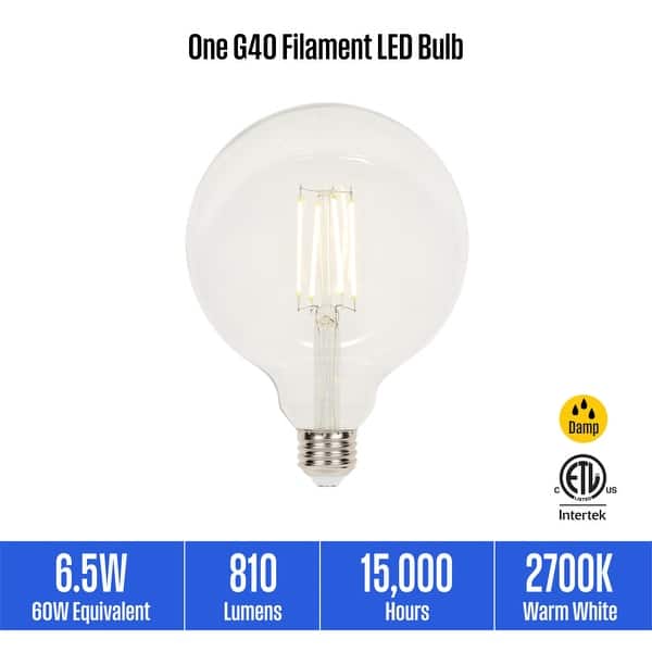 YANSUN 60-Watt Equivalent G25 9W Non-Dimmable Global LED Light Bulb E26 Base in Warm White 2700K (6-Pack) YANSUN 60-Watt Equivalent G25 9W Non-Dimmable Global LED Light Bulb E26 Base in Warm White 2700K (6-Pack)