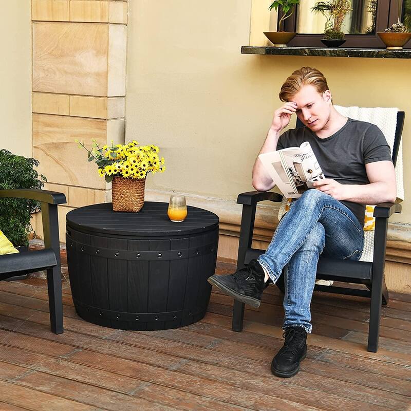 33 Gallon Round Outdoor Storage Waterproof Deck Box - N/A
