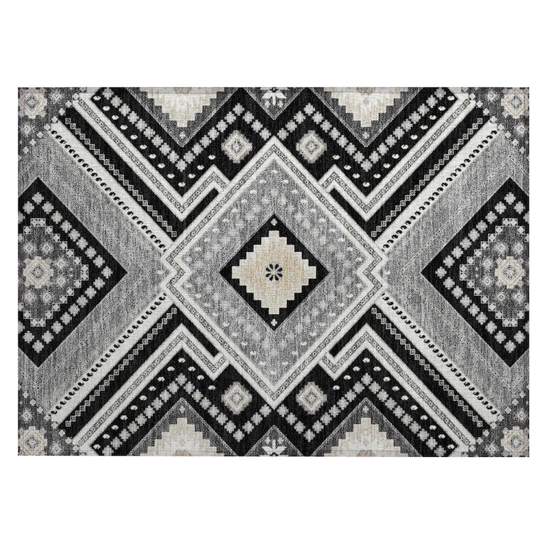 Machine Washable Indoor/ Outdoor Global Boho Chantille Rug
