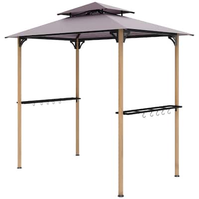 Premium BBQ Grill Gazebo with Powder-Coated Metal Frame Double Layer Polyester Canopy Side Shelves and Hooks