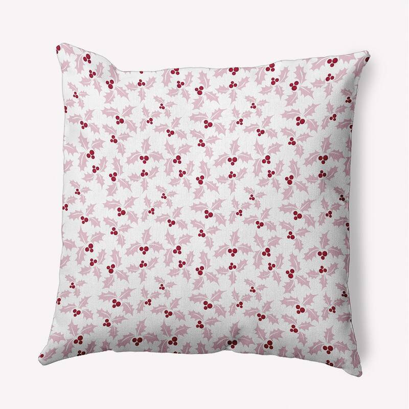 Holly Bush Christmas/Winter Accent Pillow - 20" x 20" - Light Pink