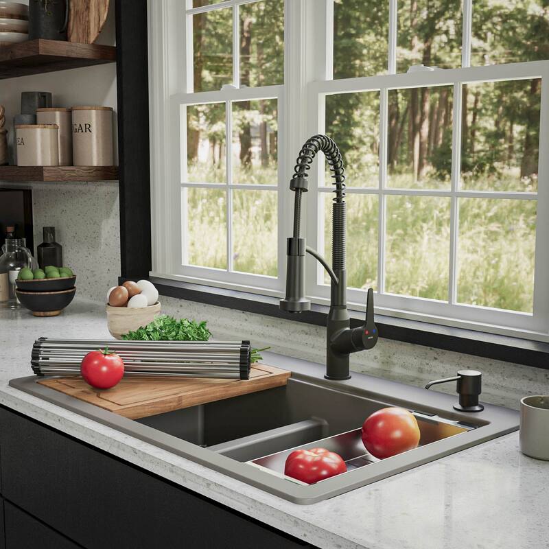 Karran USA QTWS-880 33" Drop In Double Basin Quartz Composite Kitchen