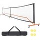 preview thumbnail 1 of 10, Red Steel and Fiberglass Volleyball Net, 14ft Wide, Adjustable Height, Portable and Weather-Resistant Orange