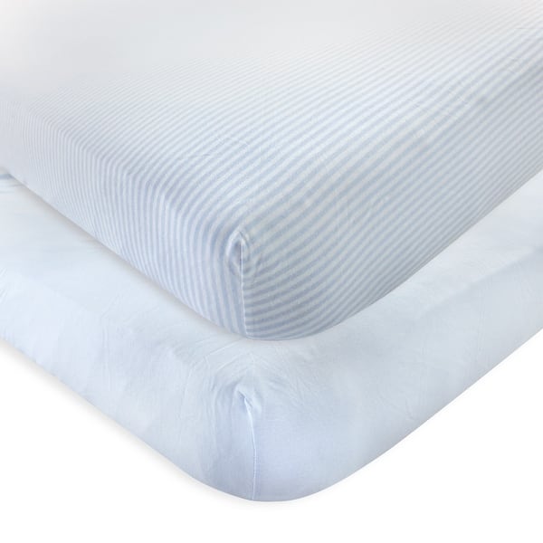 slide 1 of 1, Touched by Nature Baby Boy Organic Cotton Crib Sheet, Powder Blue, One Size - Powder Blue - One Size One Size - Powder Blue