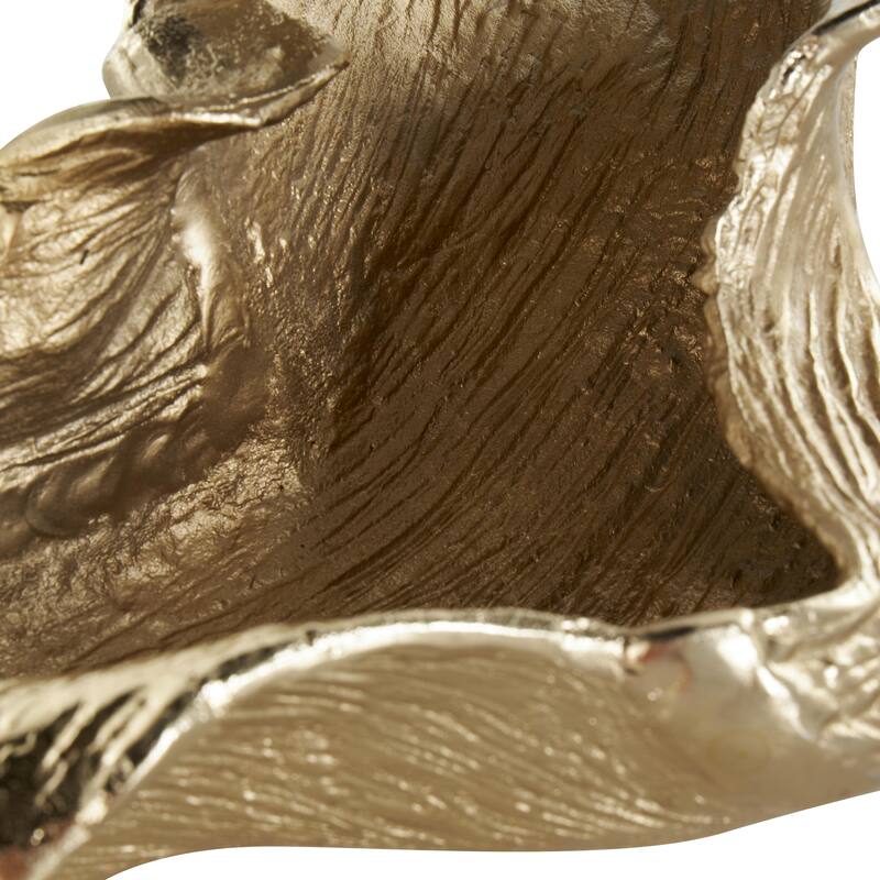 Aluminum Metal Leaf Textured Folded Leaf Decorative Bowl - Gold - Roche River Decor