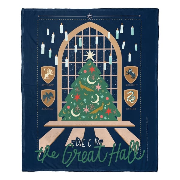 slide 2 of 5, Warner Brothers Harry Potter Deck the Great Hall Silk Touch Throw Blanket