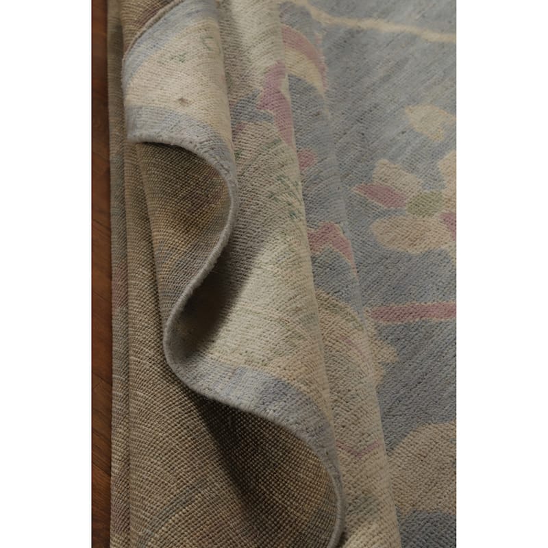 Hand Knotted Oriental 100% Wool Carpet Transitional All-Over Navy Blue & Blues Oushak Area Rug - 9' 9'' X 8' 0''